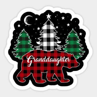 Granddaughter Bear Buffalo Red Plaid Matching Family Christmas Sticker